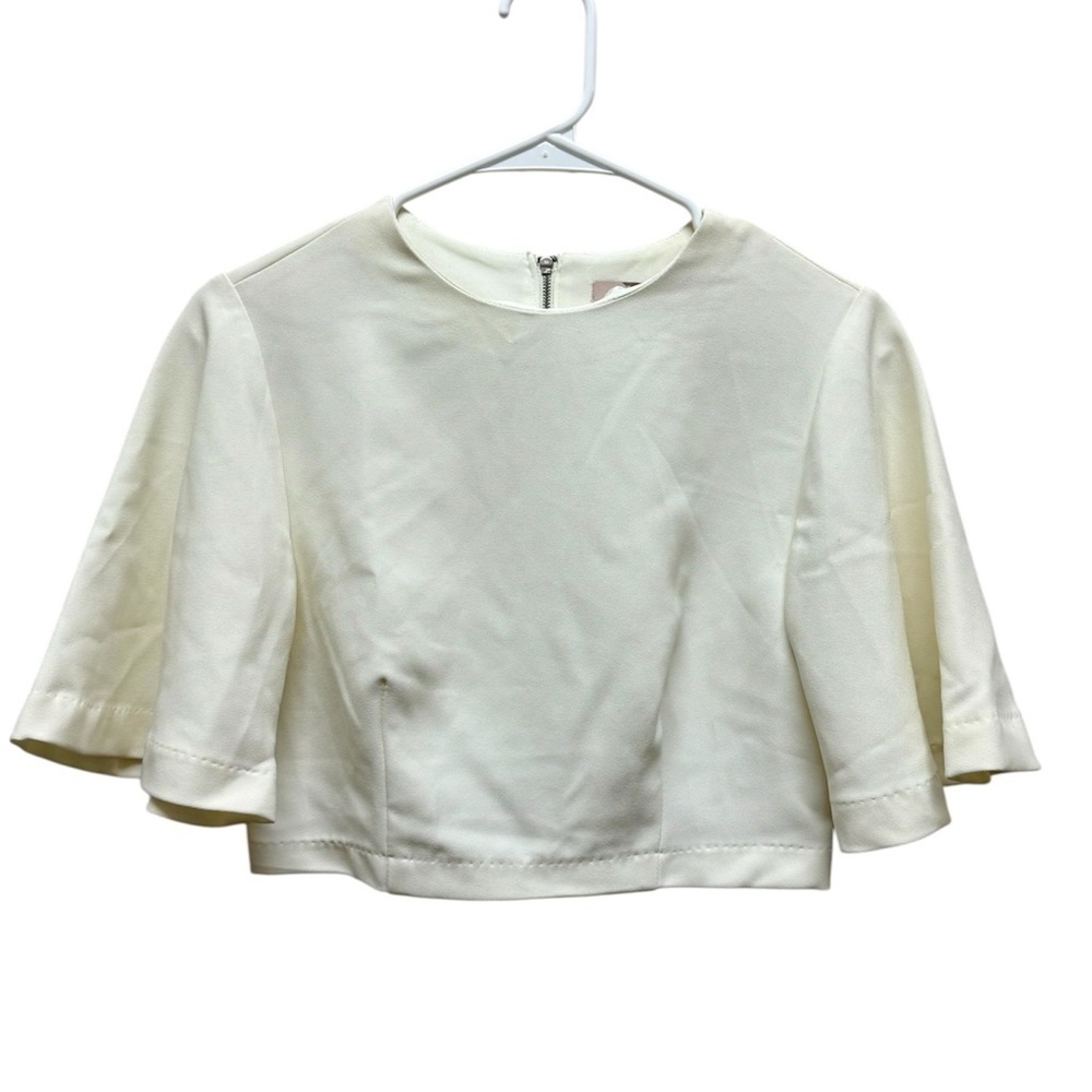 2/$15 Forever 21 Off-White Cropped Top NWT | Short Sleeve Zip Back Size Small